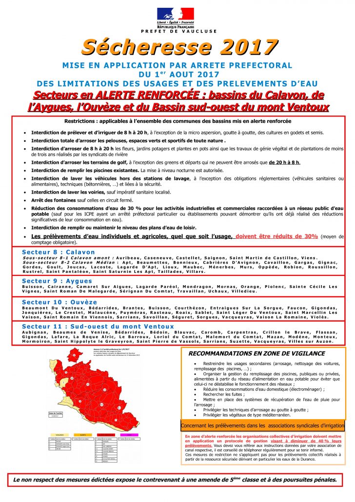 affiche_secheresse_alerte_renforcée_calavon_aygues_ouveze_SOMV